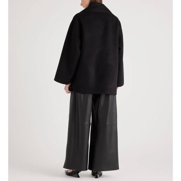 NEW Quince Double Faced Merino Wool Scarf Coat S Black - Picture 7 of 16